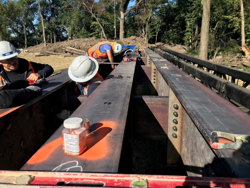 Photo is taken during the fabrication of one of the projects Temporary Trestle Bridges.