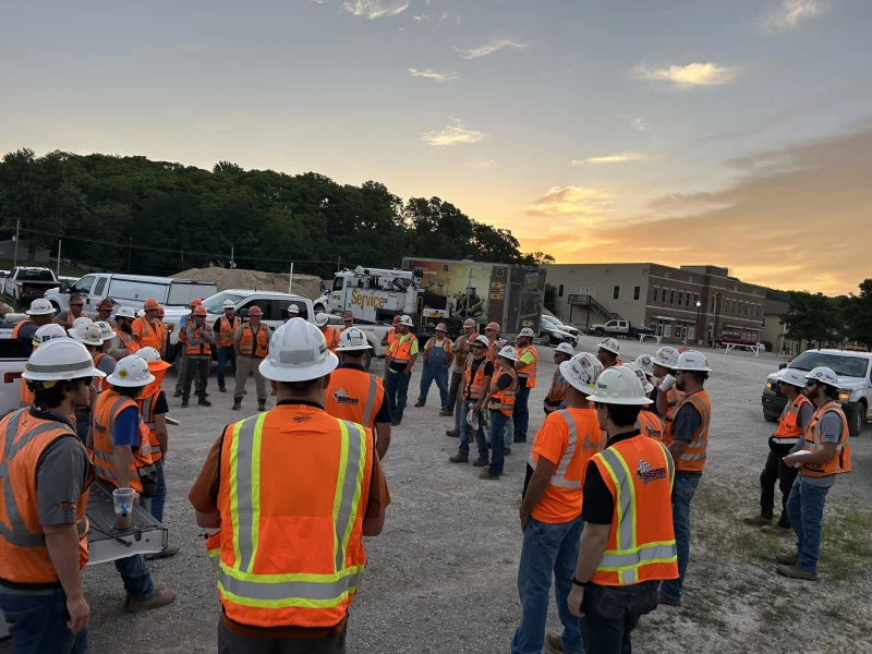 This photo is taken during the Job Briefing Prior to 14 Hr Track Window.  Project consisted of Removal of 350 LF of Track, Subgrade Removal, Filter Drain Installation, Replacement of Subgrade and Track Re-installation all done within a 14 Hr Mainline Track Window.