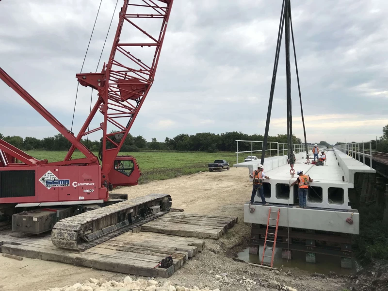 Photo is taken during Girder Erection of 127.3 Bridge, this Bridge was 819 LF.  This was the northern most bridge of the 55 Mile Long Second Main project on the BNSF Transcon.