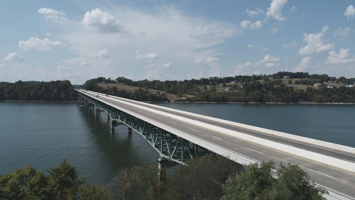 Wide View of Existing I-40 Bridge Stretching Over the River